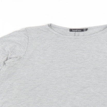 Boohoo Womens Grey Polyester Basic T-Shirt Size 10 Crew Neck