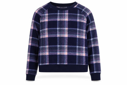 New Look Womens Blue Plaid 100% Polyester Pullover Sweatshirt Size M
