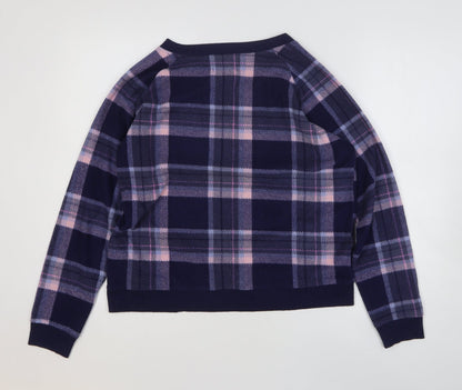New Look Womens Blue Plaid 100% Polyester Pullover Sweatshirt Size M