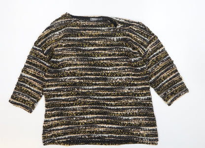 Nutmeg Womens Multicoloured Round Neck Striped Acrylic Pullover Jumper Size 10