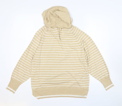 NEXT Womens Beige Striped Polyester Pullover Hoodie Size 12 Pullover