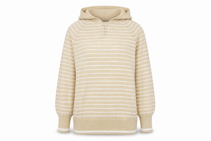 NEXT Womens Beige Striped Polyester Pullover Hoodie Size 12 Pullover