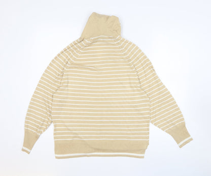 NEXT Womens Beige Striped Polyester Pullover Hoodie Size 12 Pullover