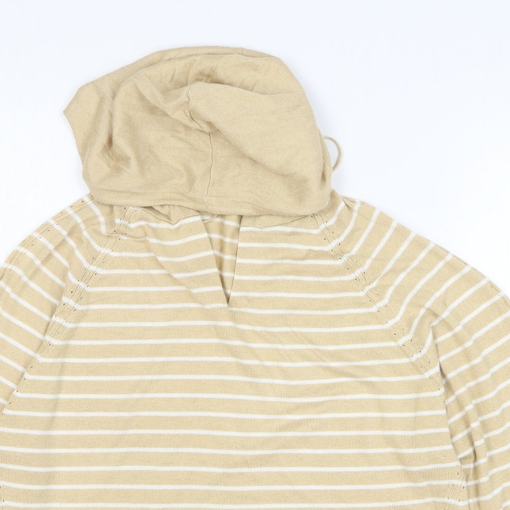 NEXT Womens Beige Striped Polyester Pullover Hoodie Size 12 Pullover