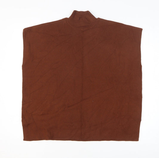 F&F Womens Brown Viscose Basic T-Shirt Size S High Neck