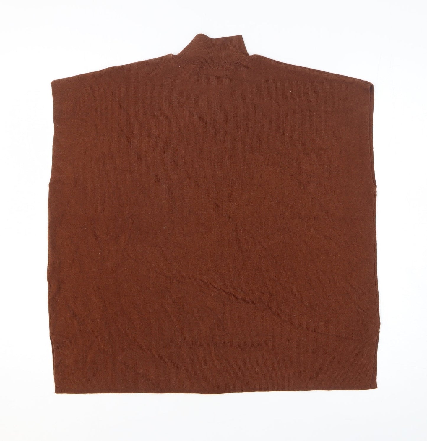 F&F Womens Brown Viscose Basic T-Shirt Size S High Neck