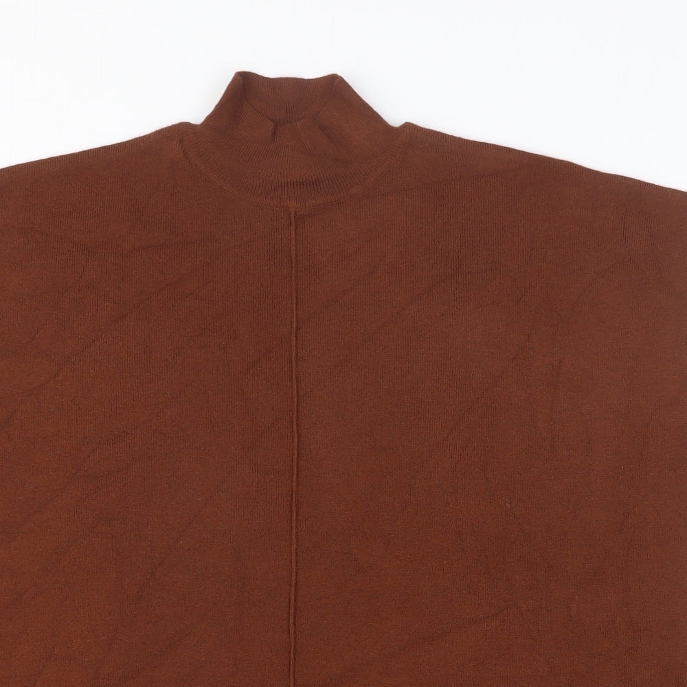 F&F Womens Brown Viscose Basic T-Shirt Size S High Neck