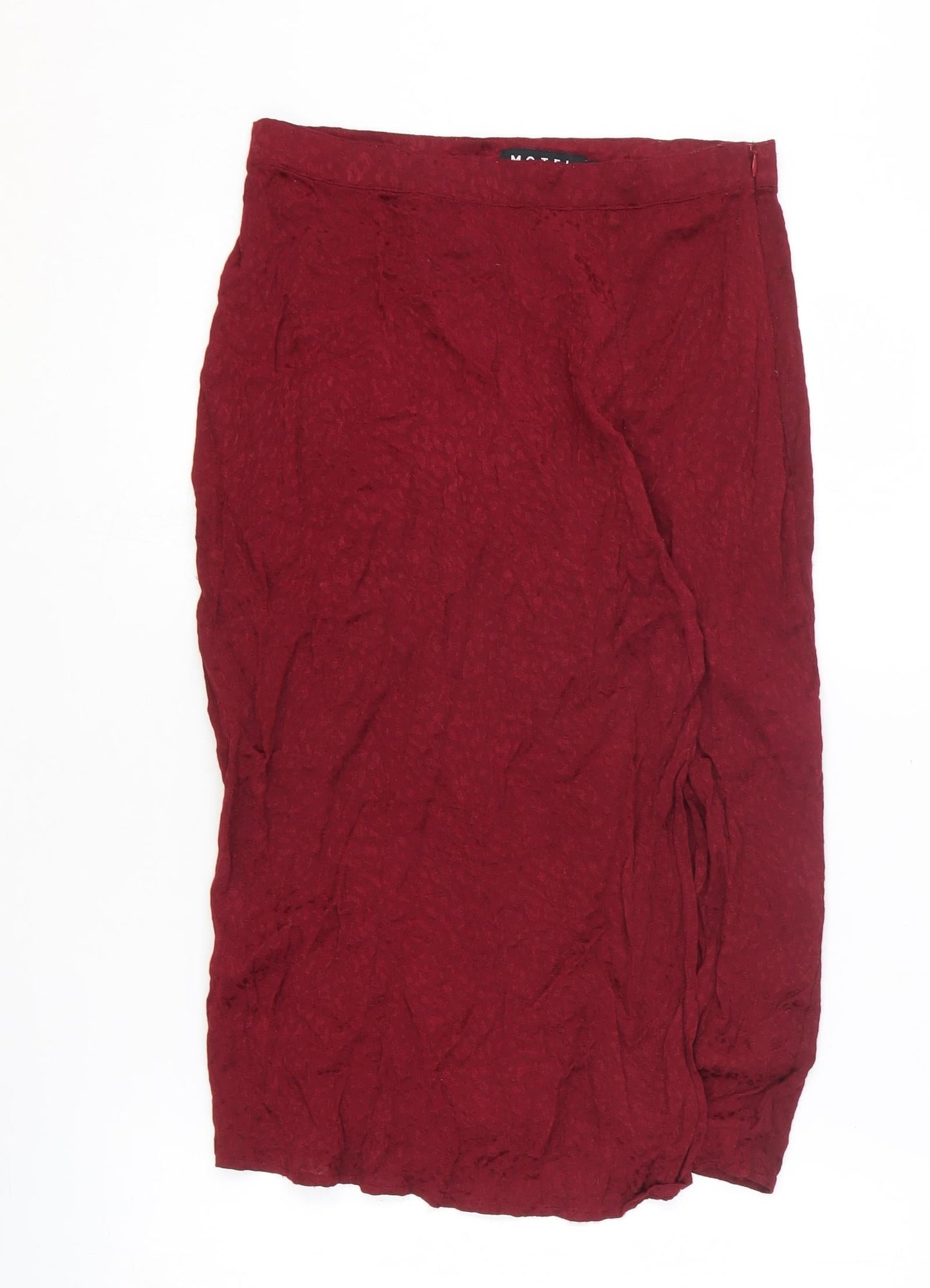 Motel Womens Red Viscose Flare Skirt Size S Zip