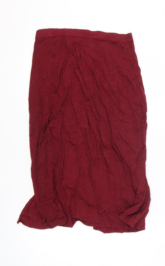 Motel Womens Red Viscose Flare Skirt Size S Zip