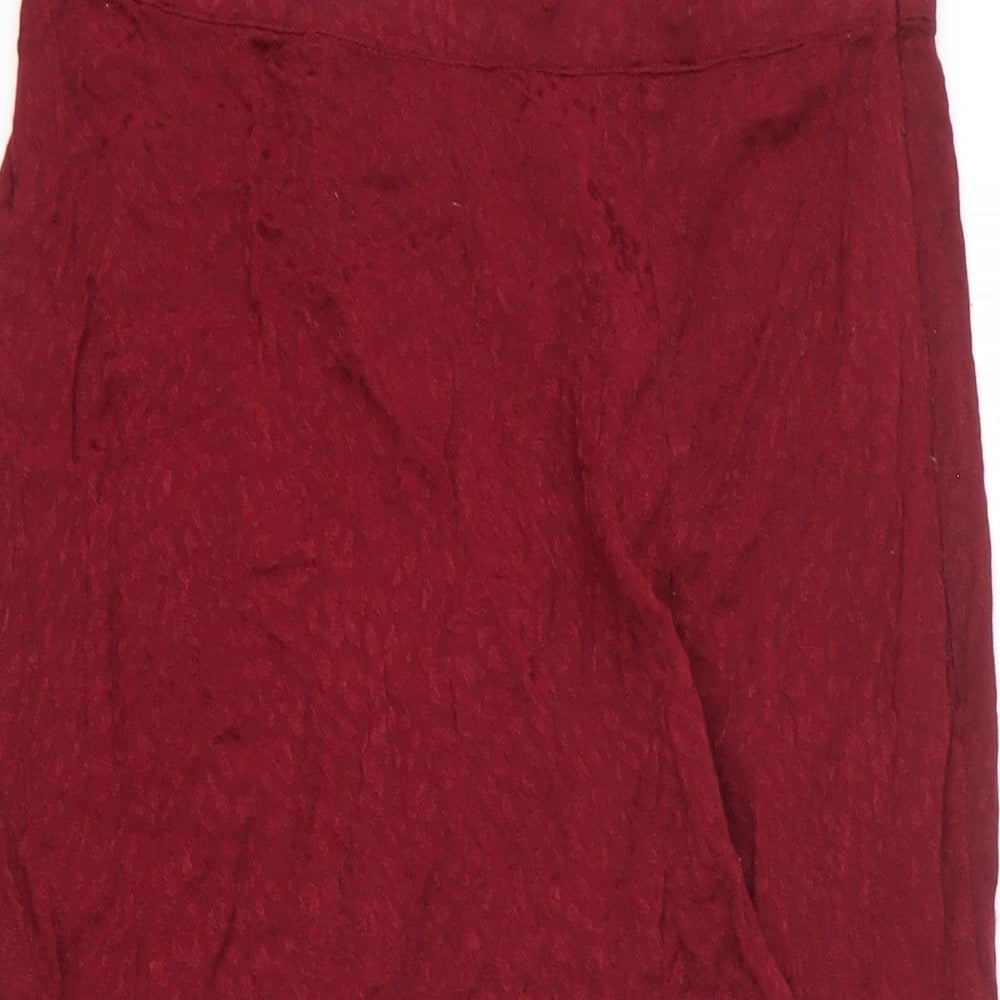 Motel Womens Red Viscose Flare Skirt Size S Zip
