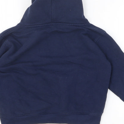 Preworn Boys Blue Cotton Pullover Hoodie Size 4-5 Years Pullover - Rainbow