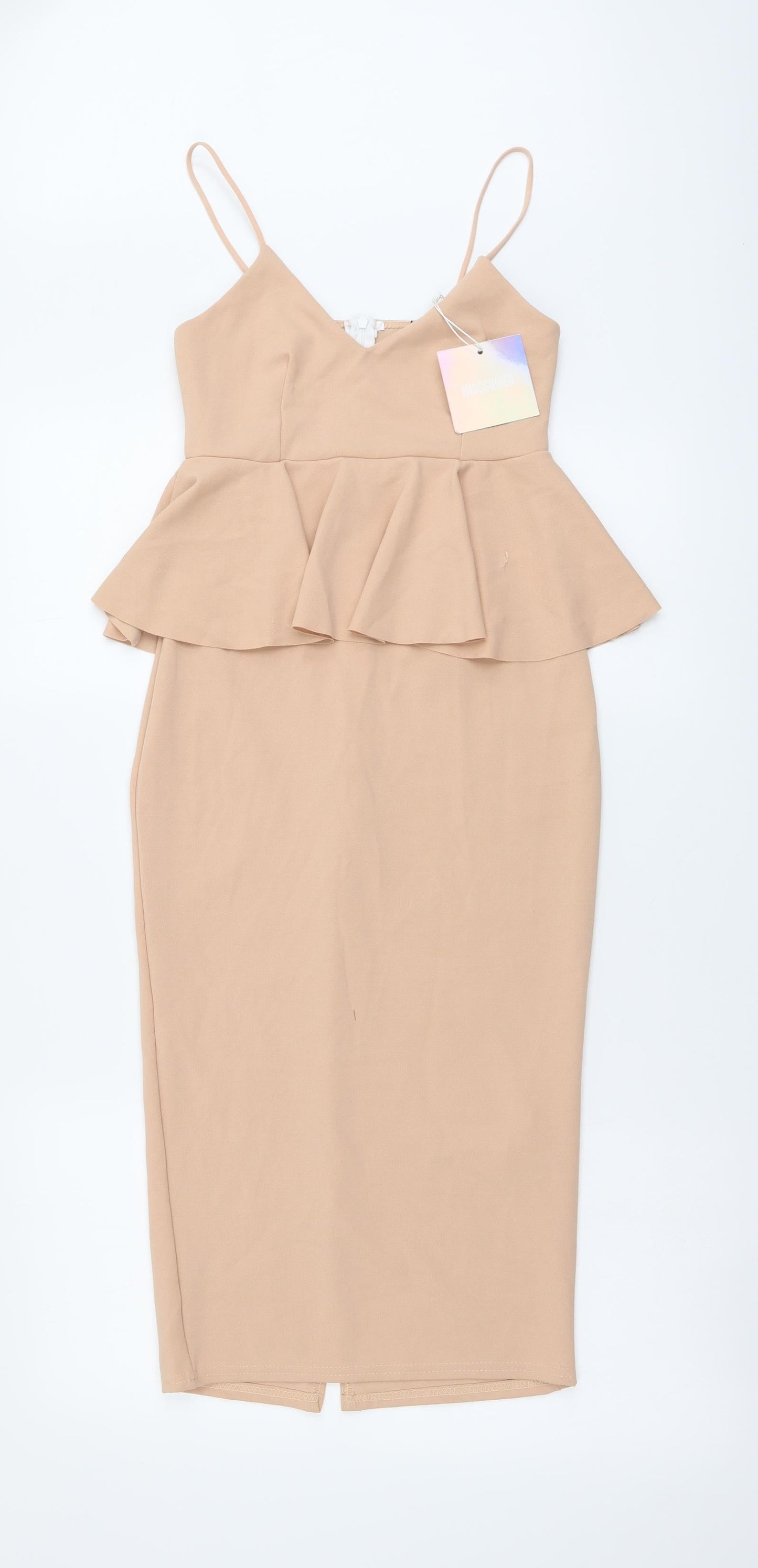 Missguided Womens Pink Polyester Bodycon Size 6 V-Neck Zip