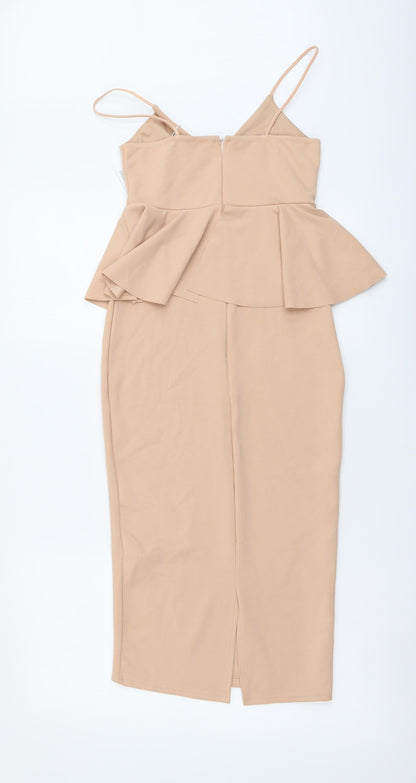 Missguided Womens Pink Polyester Bodycon Size 6 V-Neck Zip