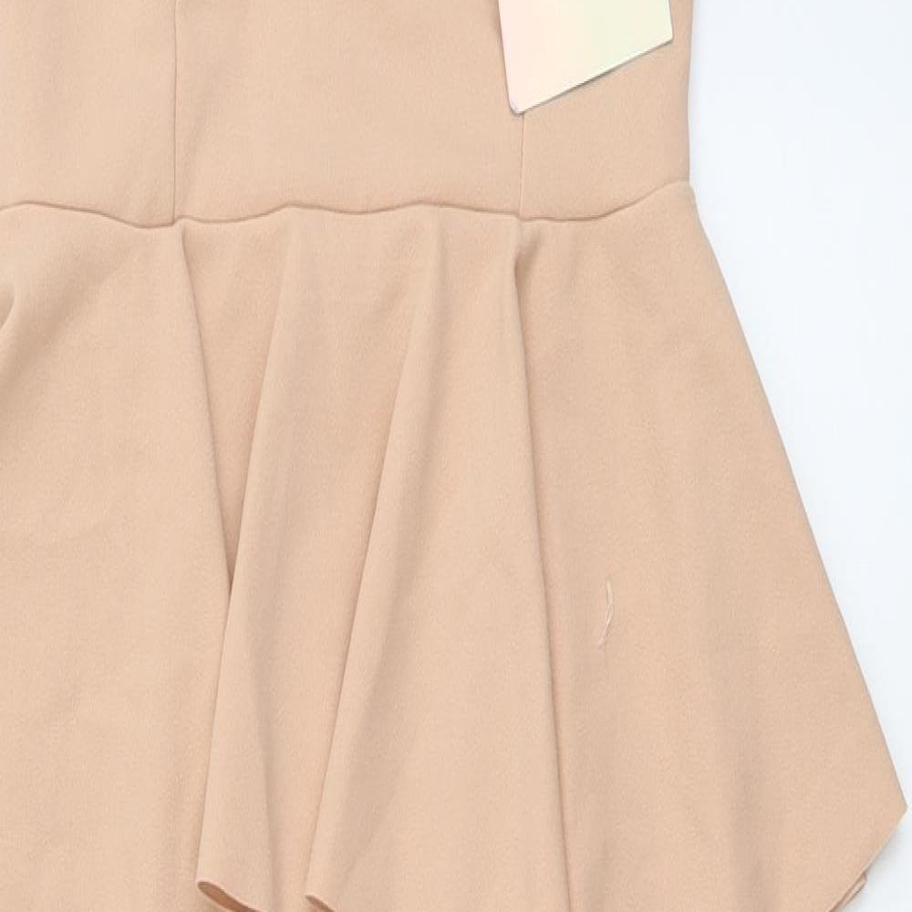 Missguided Womens Pink Polyester Bodycon Size 6 V-Neck Zip