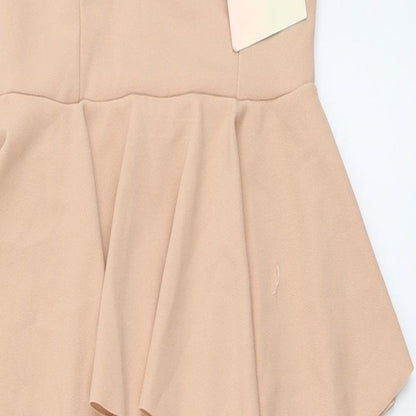 Missguided Womens Pink Polyester Bodycon Size 6 V-Neck Zip