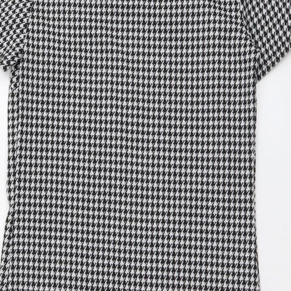 George Womens Black Houndstooth Polyester Shift Size 8 Round Neck Pullover