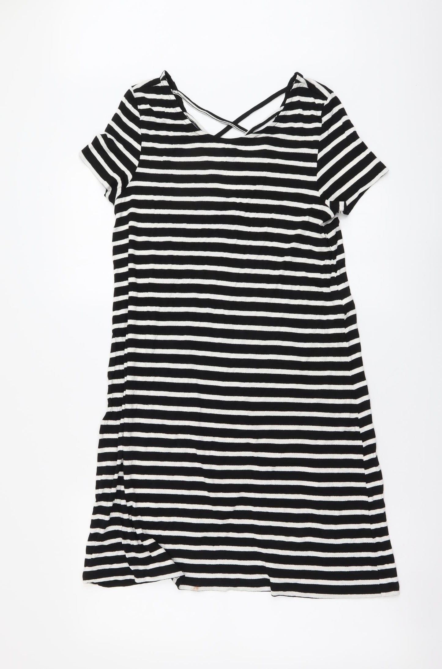 Only Womens Black Striped Viscose A-Line Size M Round Neck Pullover