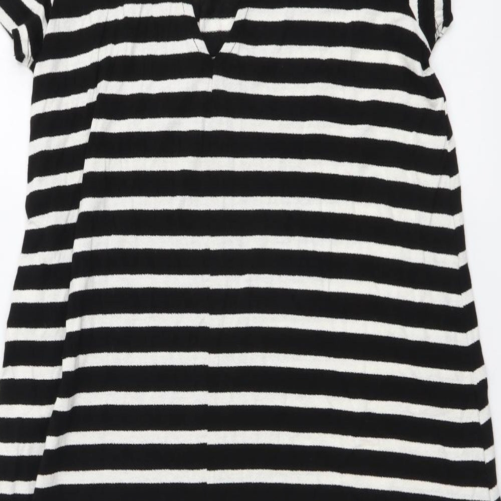 Only Womens Black Striped Viscose A-Line Size M Round Neck Pullover