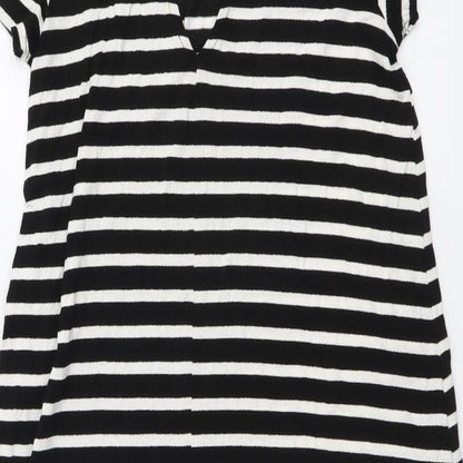 Only Womens Black Striped Viscose A-Line Size M Round Neck Pullover