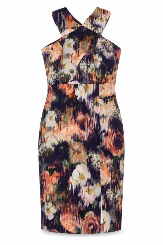 Coast Womens Multicoloured Floral Polyester Bodycon Size 8 Halter Pullover