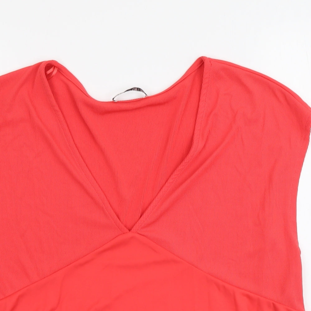 Womens UK Size M Zara Red Basic Blouse