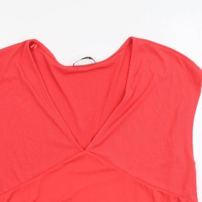 Womens UK Size M Zara Red Basic Blouse