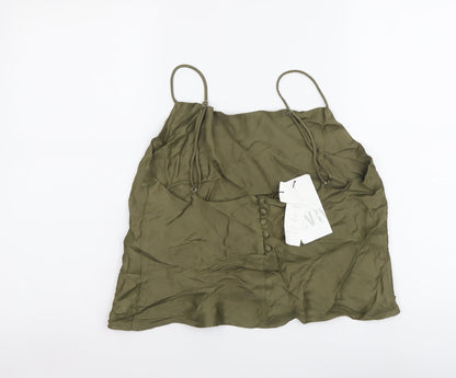 Womens UK Size XL Zara Green Cropped Tank