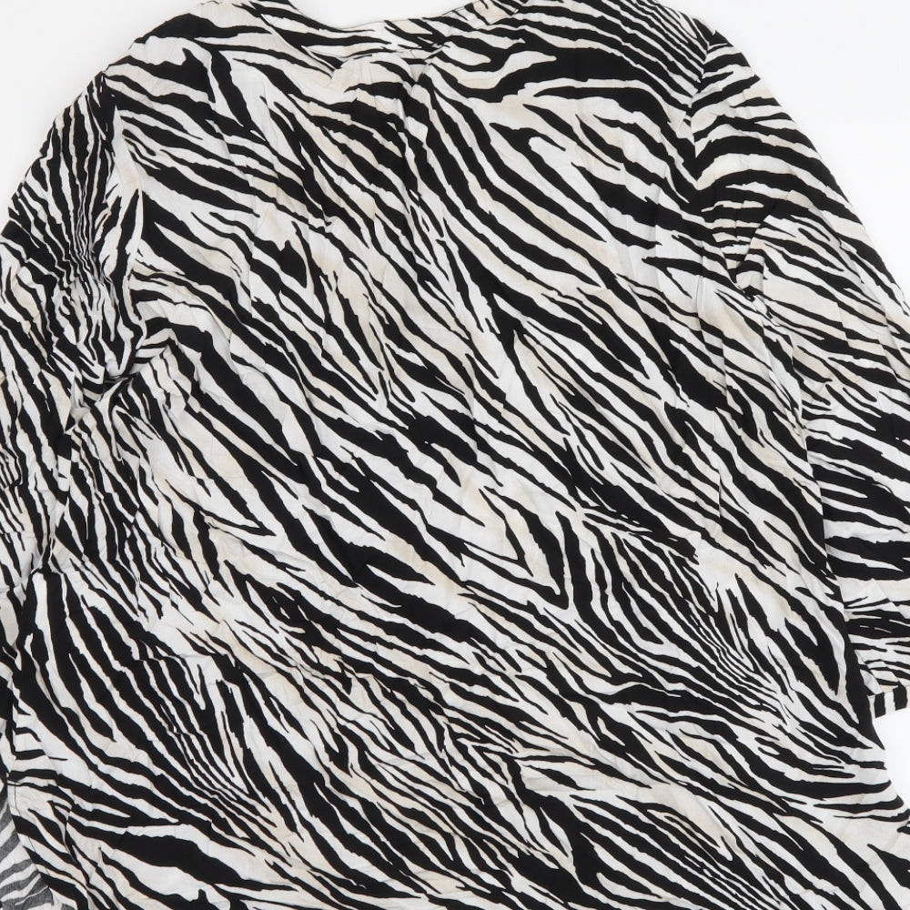 Olsen Womens Black Animal Print Polyester Basic Blouse Size 16 V-Neck - Zebra Print