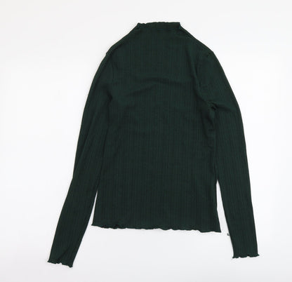 H&M Womens Green Polyester Basic Blouse Size M Mock Neck