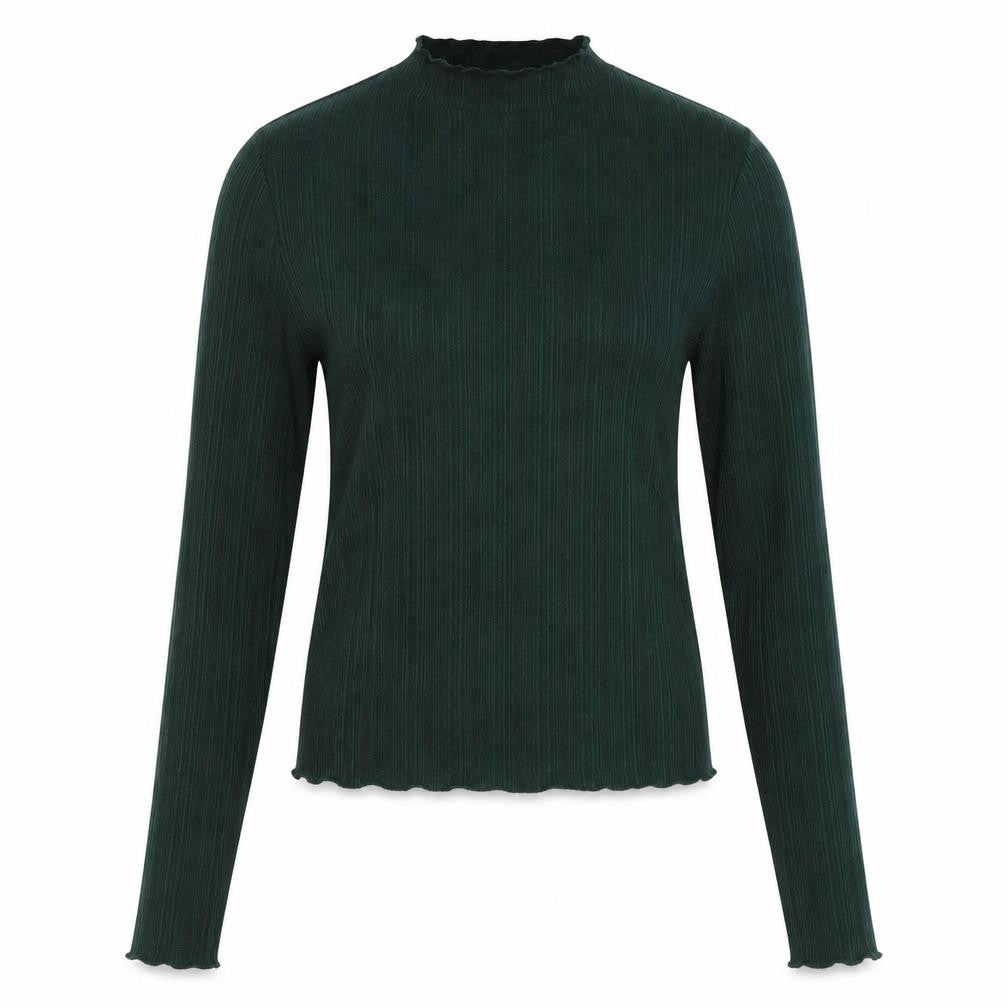 H&M Womens Green Polyester Basic Blouse Size M Mock Neck