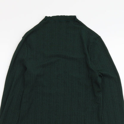 H&M Womens Green Polyester Basic Blouse Size M Mock Neck