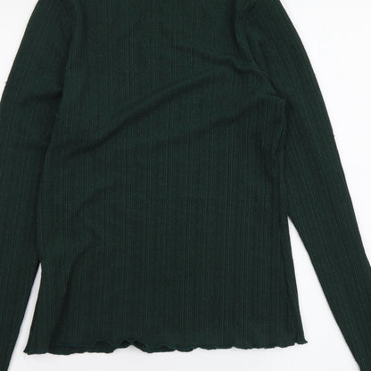 H&M Womens Green Polyester Basic Blouse Size M Mock Neck