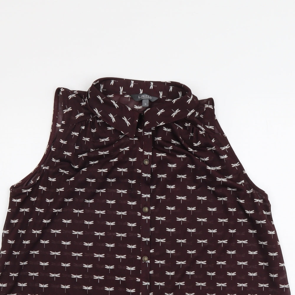 Womens UK Size 10 Marks and Spencer Purple Basic Button-Up