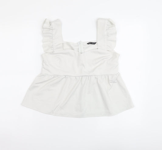 SheIn Womens Grey Polyester Basic Blouse Size S Square Neck