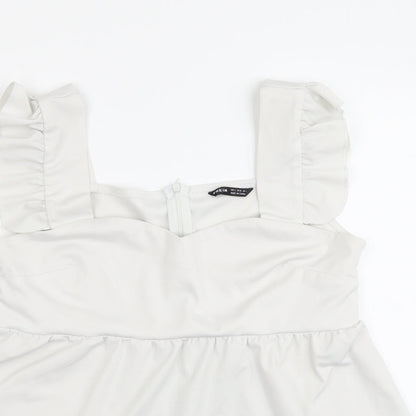 SheIn Womens Grey Polyester Basic Blouse Size S Square Neck