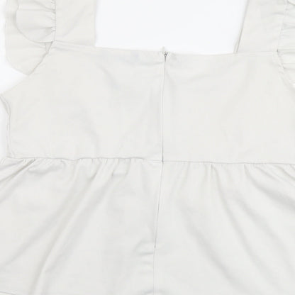 SheIn Womens Grey Polyester Basic Blouse Size S Square Neck