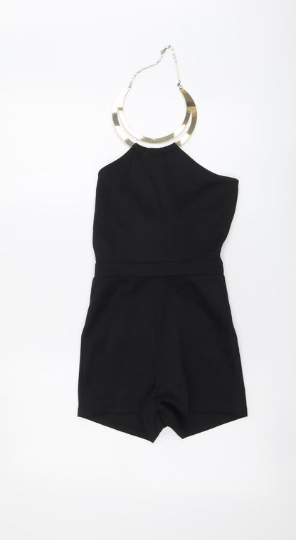 Missguided Womens Black Polyester Leotard One-Piece Size 6 Zip