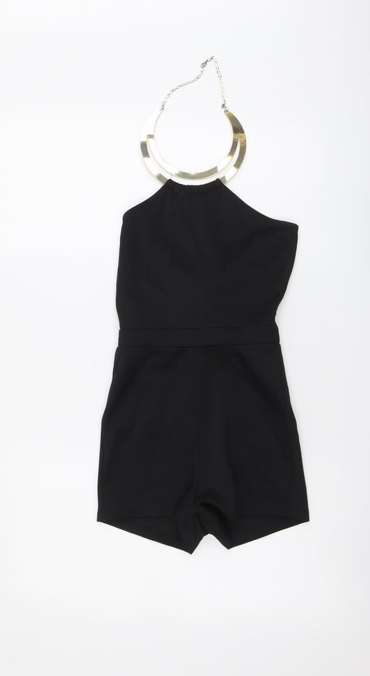 Missguided Womens Black Polyester Leotard One-Piece Size 6 Zip