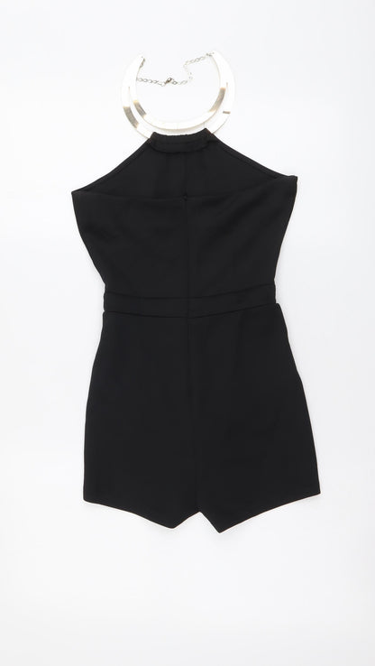 Missguided Womens Black Polyester Leotard One-Piece Size 6 Zip