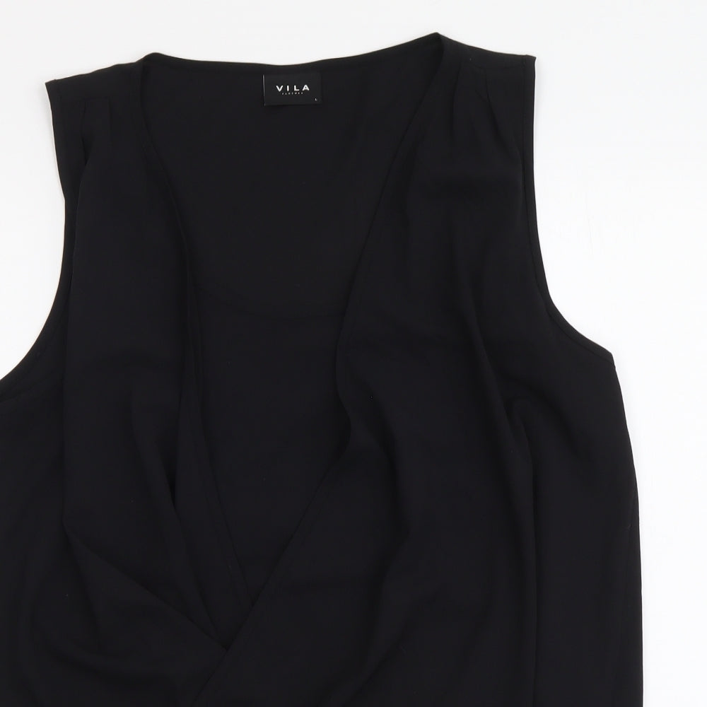 Womens UK Size L VILA Black Basic Tank
