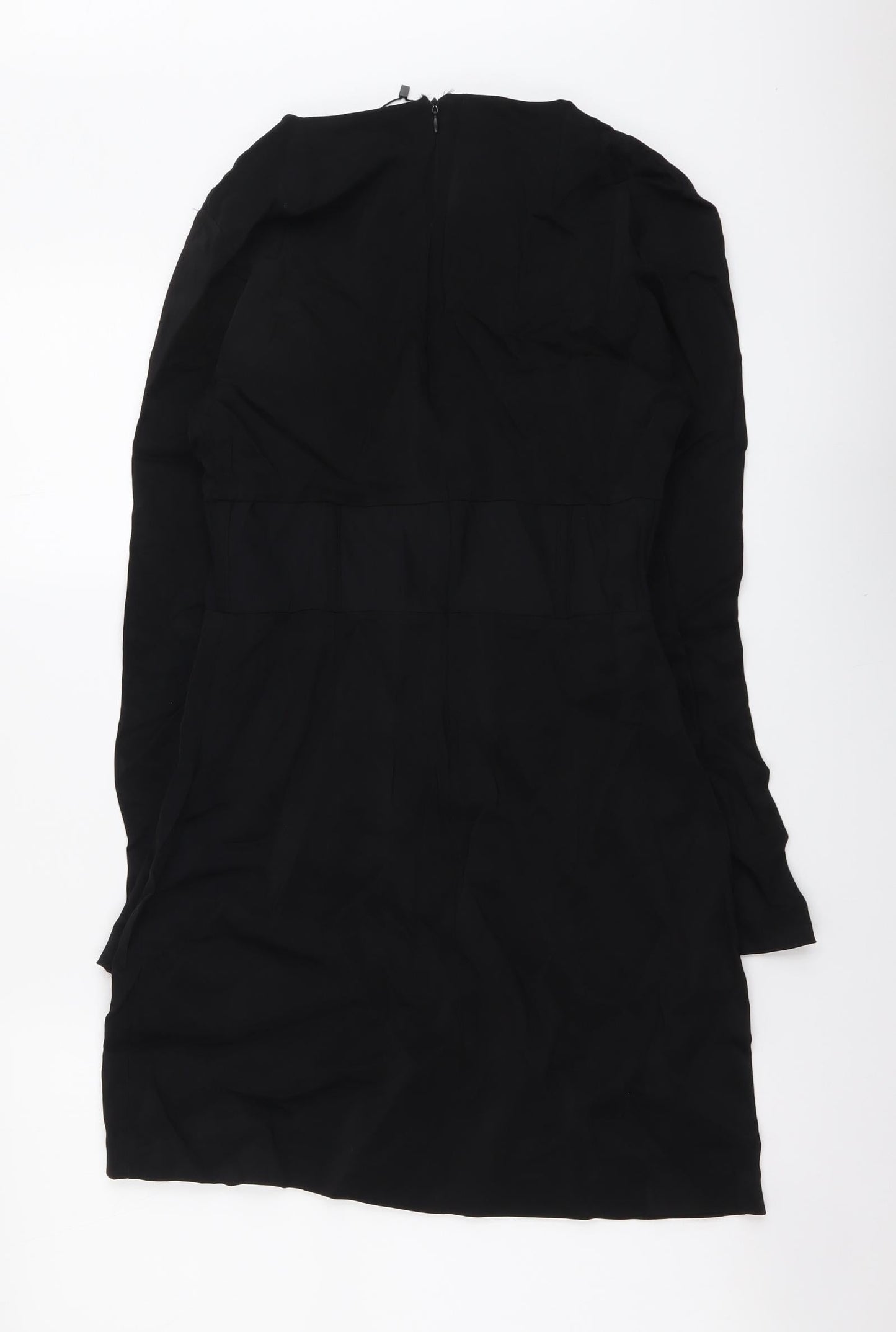 Zara Womens Black Viscose Mini Size L Round Neck Zip