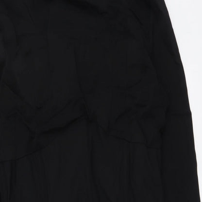 Zara Womens Black Viscose Mini Size L Round Neck Zip