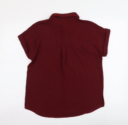 Womens UK Size 8 New Look Red Basic Button-Up