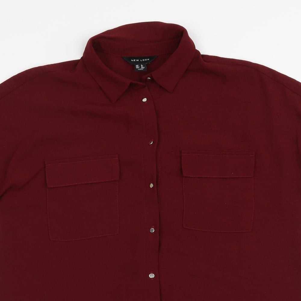 Womens UK Size 8 New Look Red Basic Button-Up