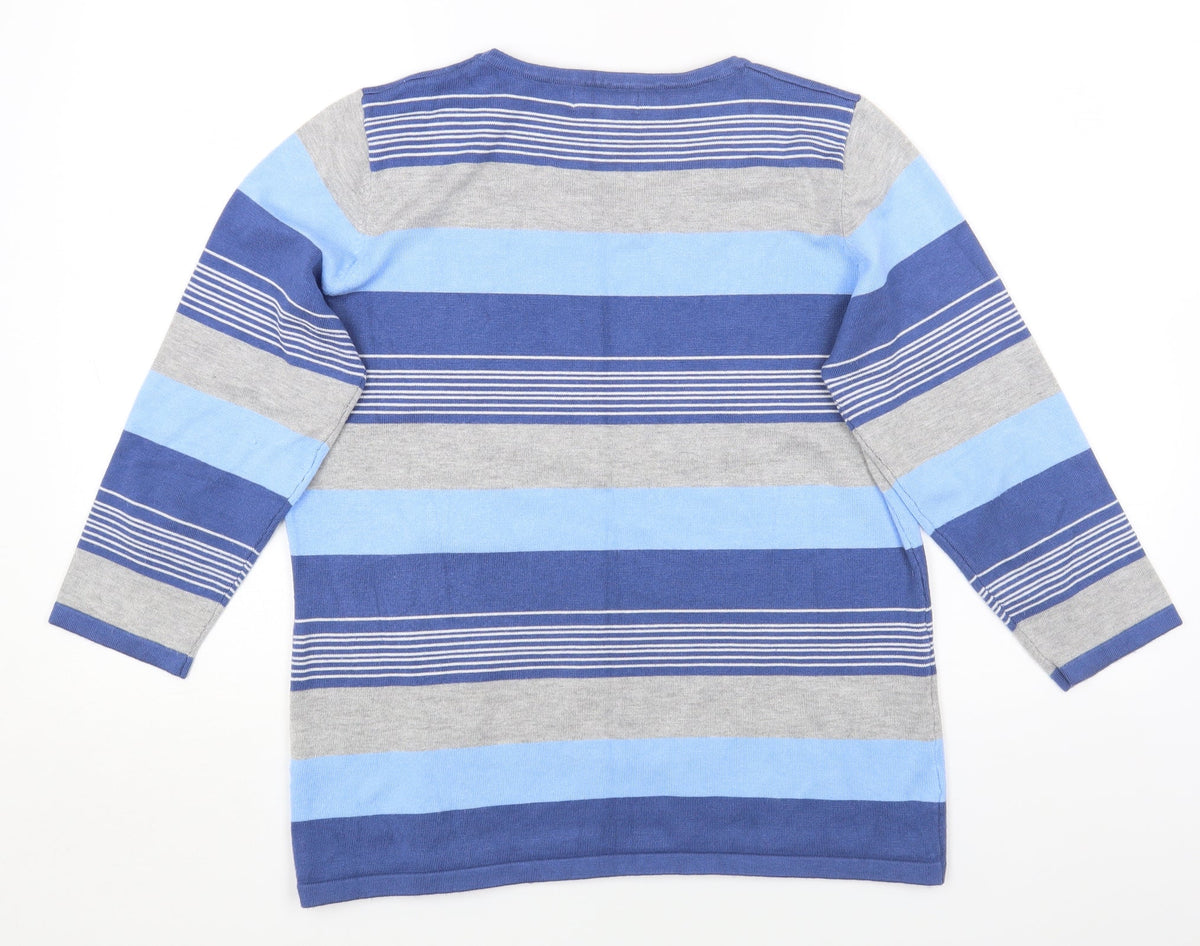 CHIANTI Mens Multicoloured Striped Viscose Pullover Sweatshirt Size L