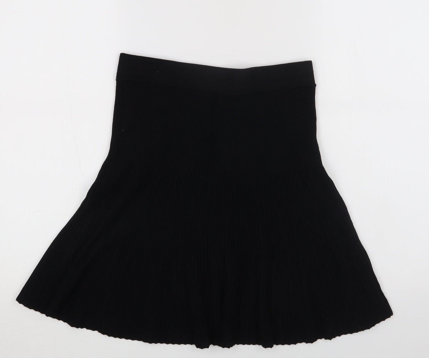 Promod Womens Black Cotton Skater Skirt Size 26 in