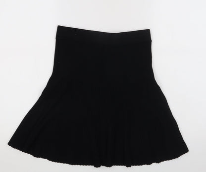 Promod Womens Black Cotton Skater Skirt Size 26 in
