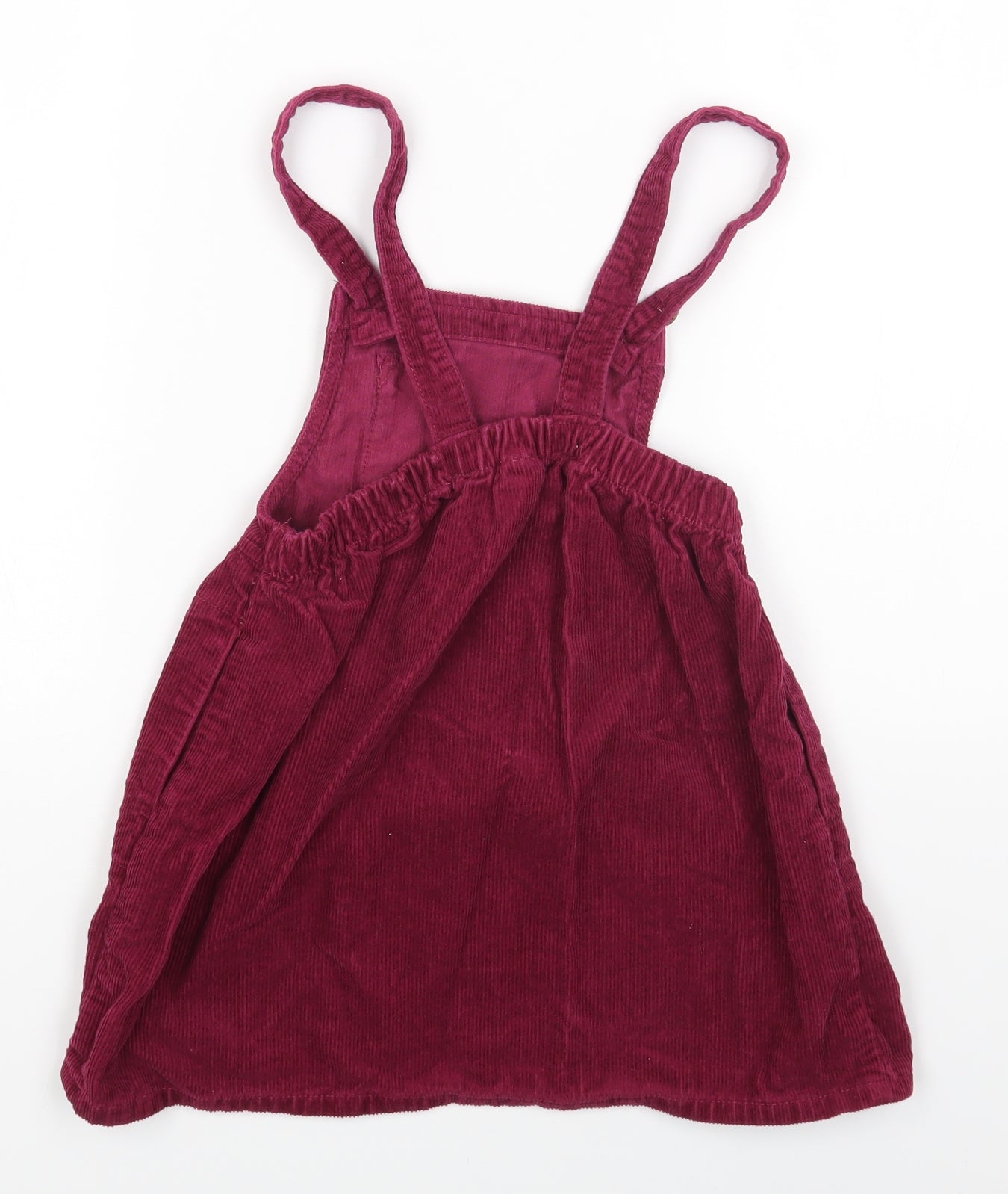 NEXT Girls Purple Cotton Pinafore/Dungaree Dress One Size Square Neck Button