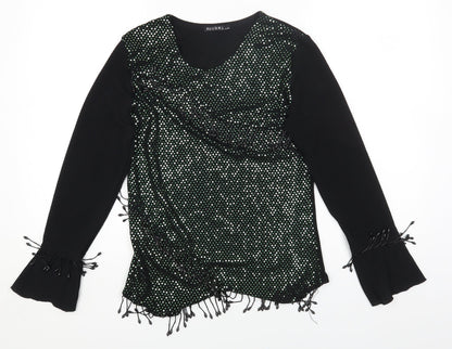 XULIS Womens Black Polka Dot Cotton Basic T-Shirt Size XL Round Neck
