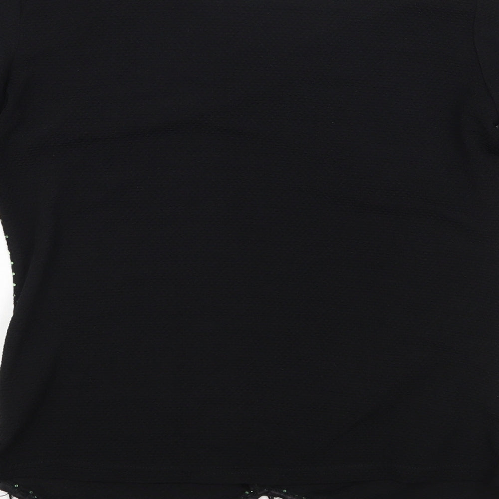 XULIS Womens Black Polka Dot Cotton Basic T-Shirt Size XL Round Neck